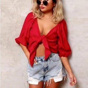 Japan brand ANAP tie front cropped top